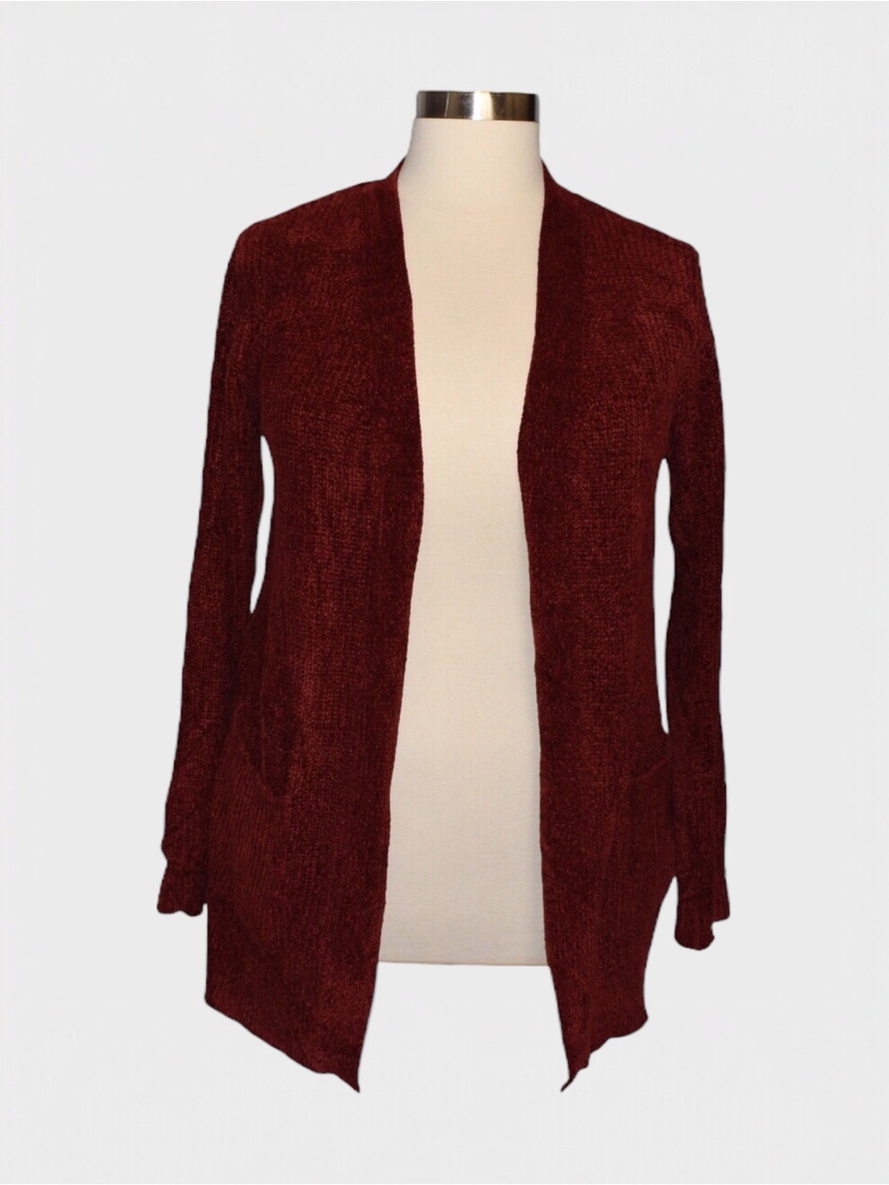 Matty M Rust Chenille Open Front Long Cardigan